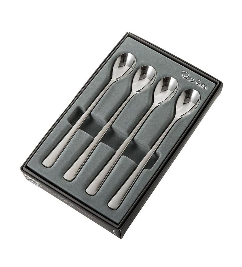 4 Robert Welch Malvern Bright Long Handled Tea Spoons in a Gift box