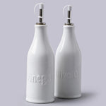 White Oil & Vinegar Jars Set of 2