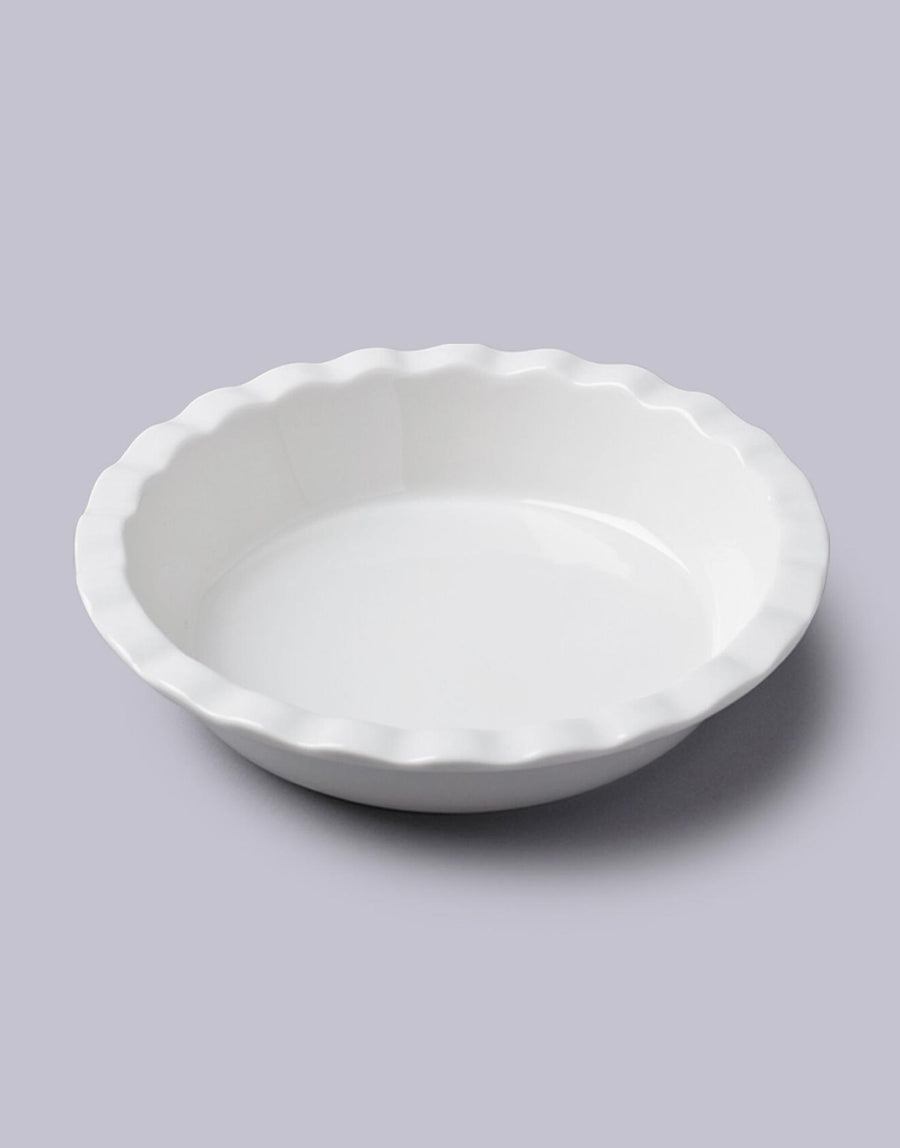 White Pie Dish Deep Crinkle 20cm