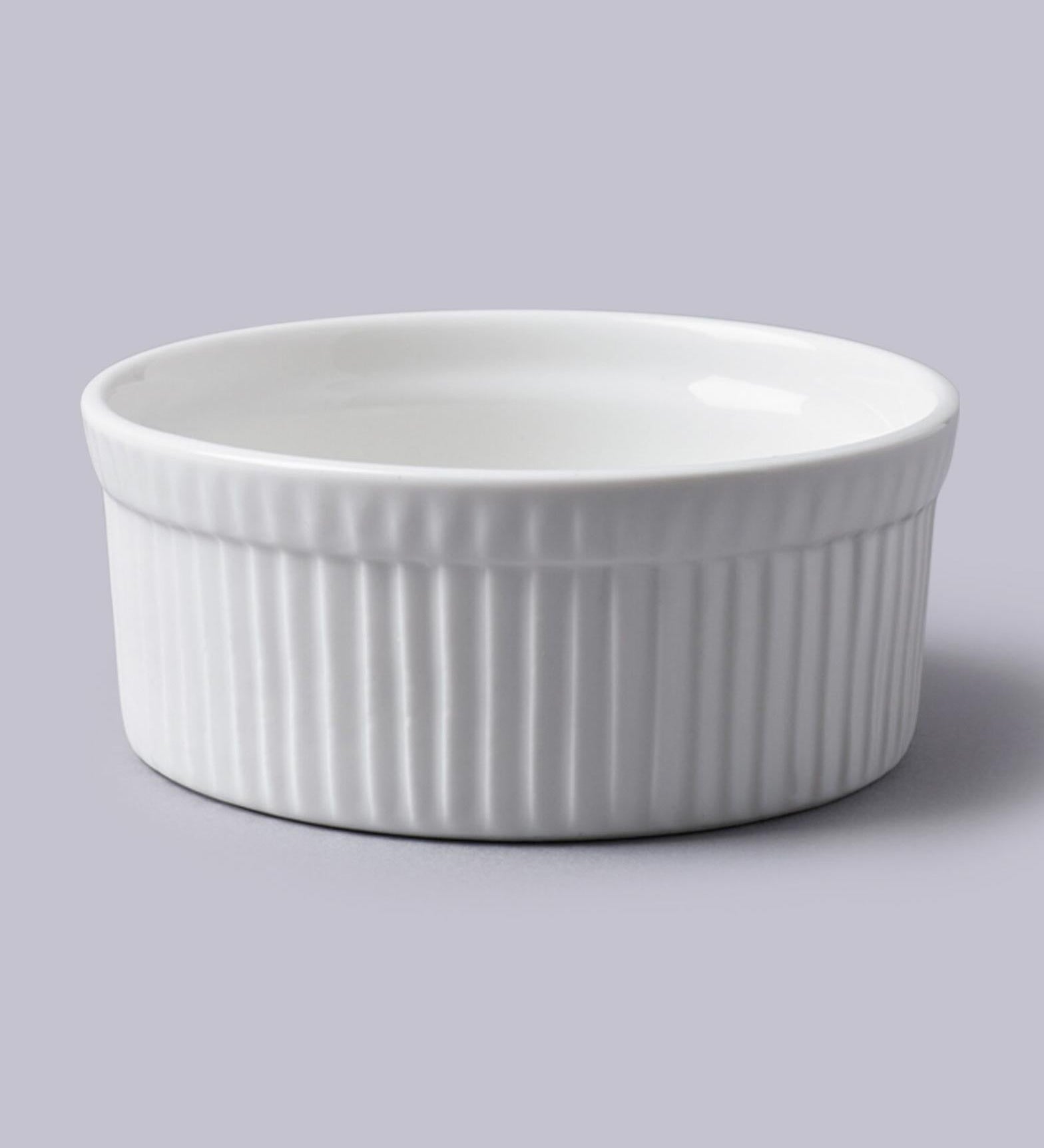 White Ramekin 4.5" Deep Crinkle Groove