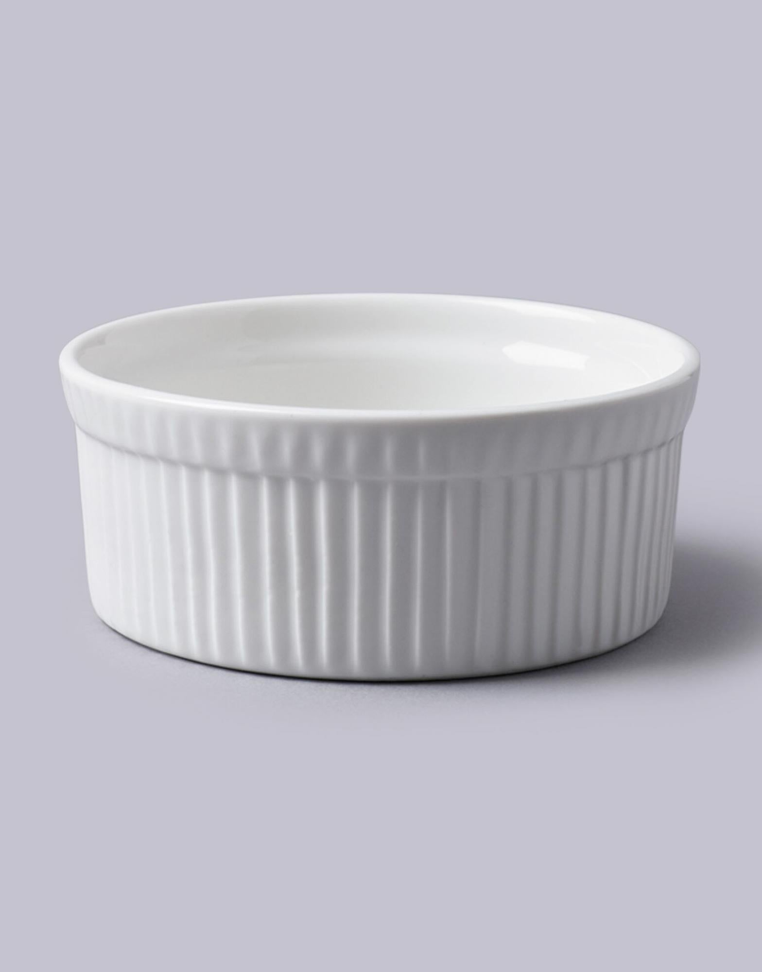 White Ramekin 4.5" Deep Crinkle Groove