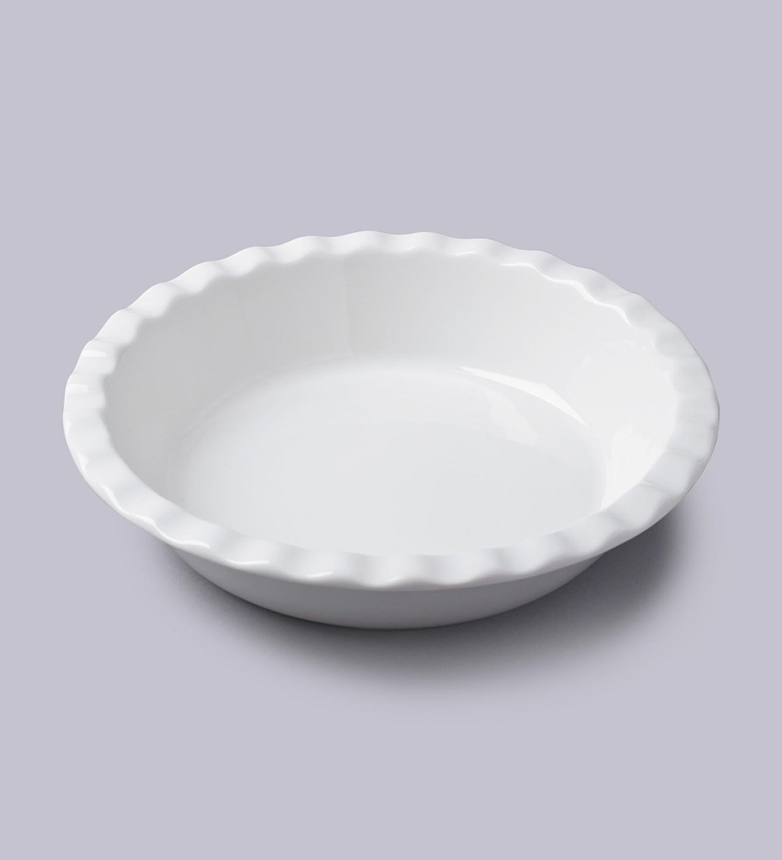 White Round Crinkle Pie Dish 10.5"