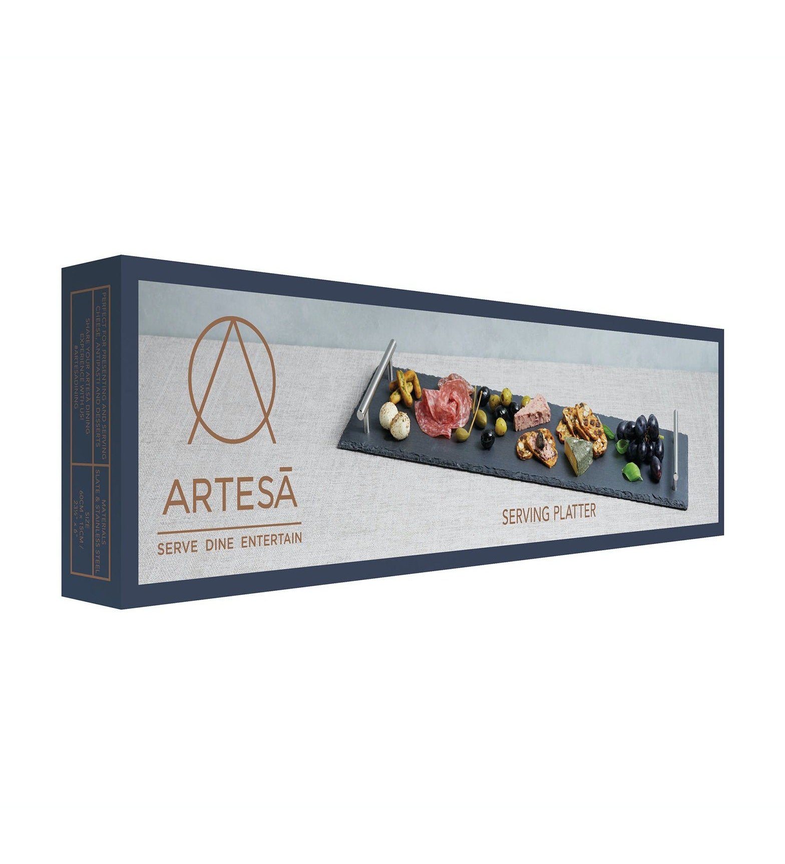 Artesà Slate Serving Platter with Silver Handles