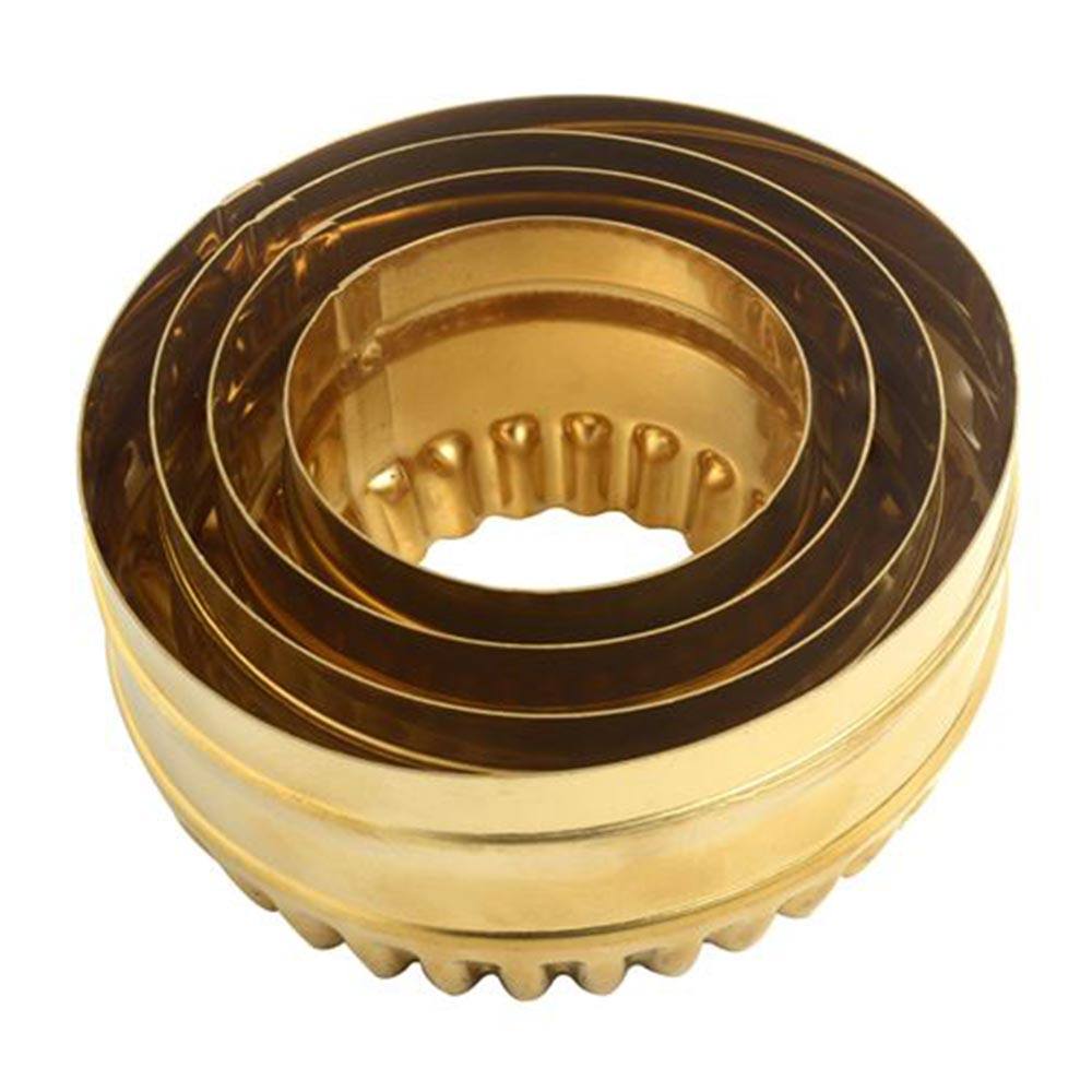 Brass Round Fluted Cookie Cutters 4 Piece Set