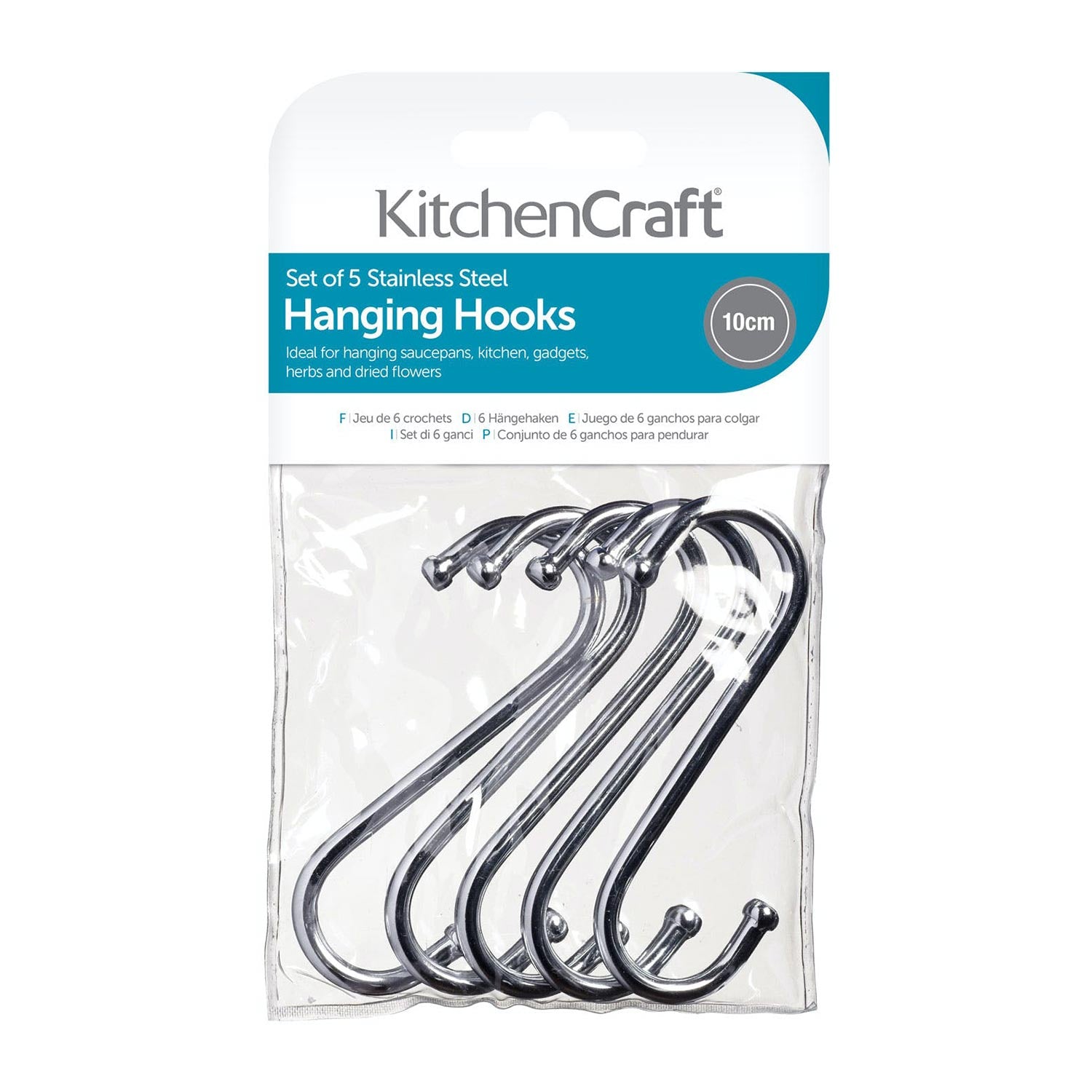 Chrome Plated S Hooks Pack of 5