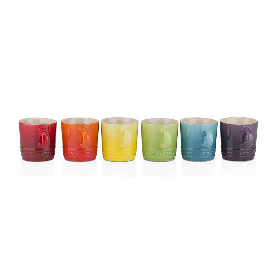 Le Creuset Set of 6 Rainbow Cappuccino Mugs