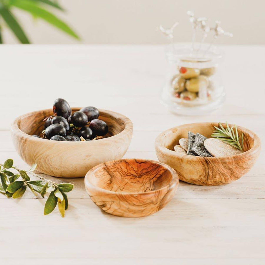 Naturally Med Set of 3 Round Olive Wood Stacking Bowls