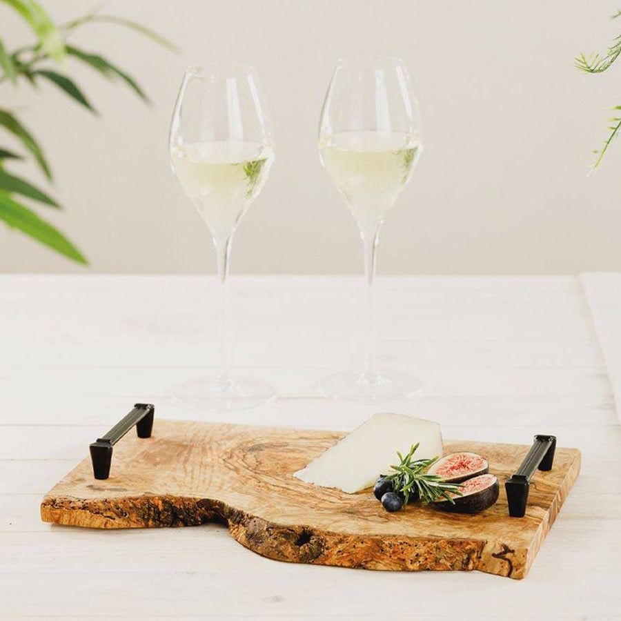 Naturally Med Rectangular Rustic Olive Wood Serving Tray