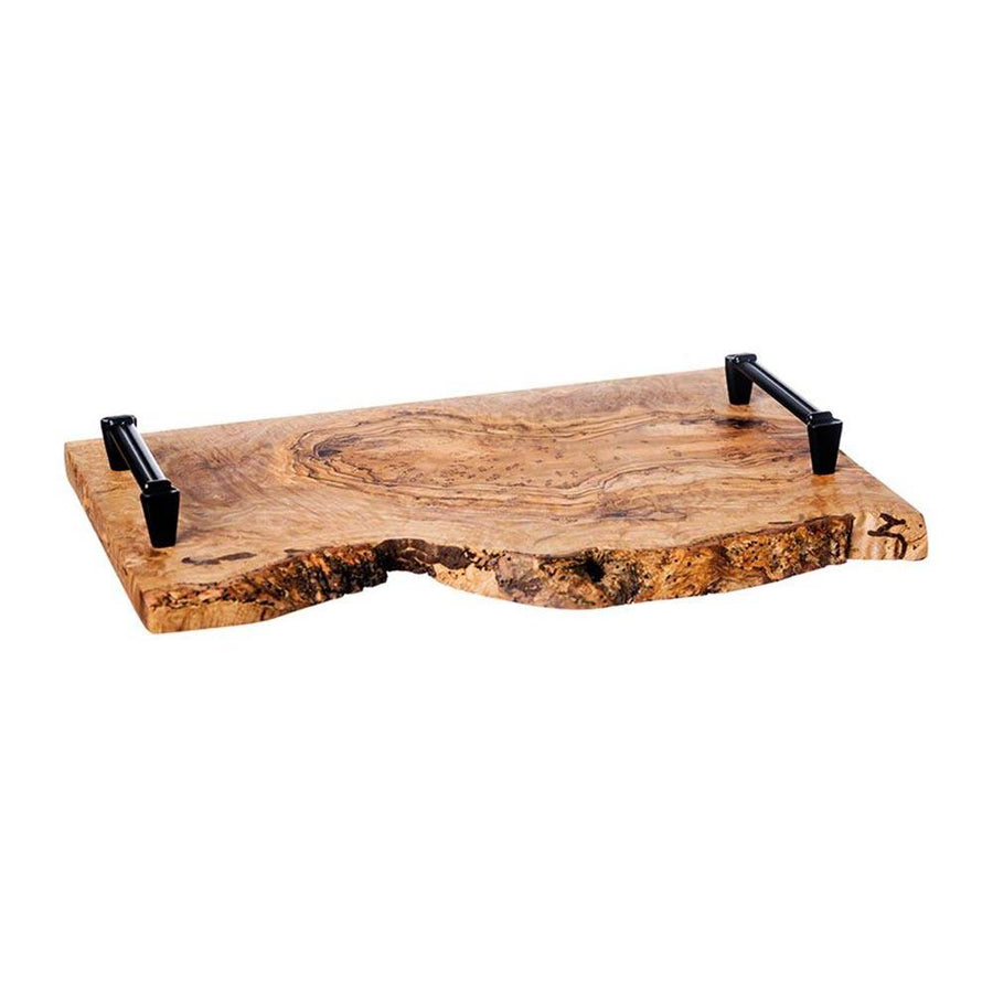 Naturally Med Rectangular Rustic Olive Wood Serving Tray