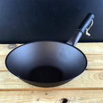 Netherton Foundry Spun Iron Wok 28cm with Ebonised Black Oak Handle