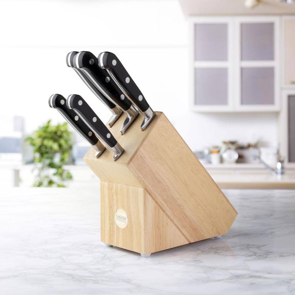 Sabatier Professional 5 Piece Oak Knife Block Set
