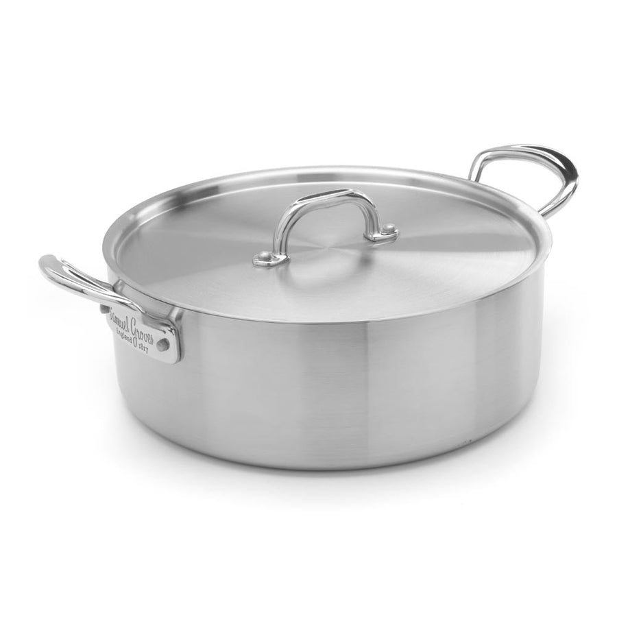 Samuel Groves Stainless Steel Brushed Triply Casserole Pan with Lid