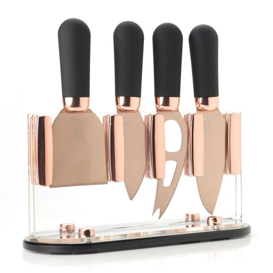 Taylor's Eye Witness Brooklyn Rose Gold Cheese Knife Set with Stand
